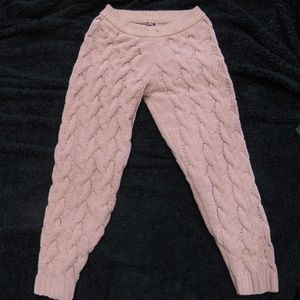 Knitted blush pink sweatpants.